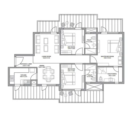 3 BHK Floor Plan