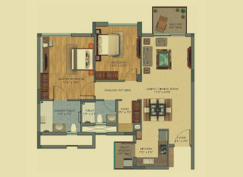 First Citizen by Silverglades 2BHK + Store (Type B) Floor Plan Sector 63A Gurgaon
