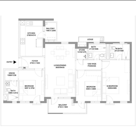 Ireo Corridors 3 BHK Floor Plan Sector 59A Gurgaon