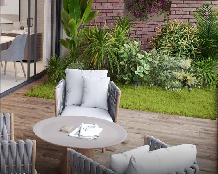 Double-height visitor lounge at Sobha Aranya