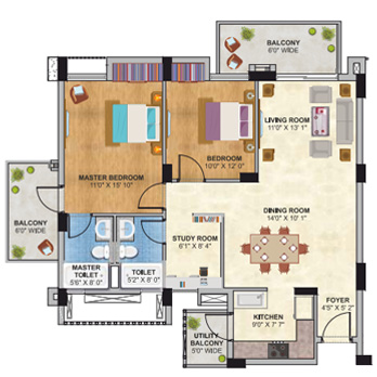The Melia by Silverglades 2 BHK — Tower J Floor Plan Sector 63A Golf Course Extension Road Gurgaon