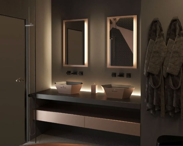 Luxury bathroom with branded fixtures