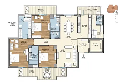 Tulip Monsella 3 BHK Floor Plan